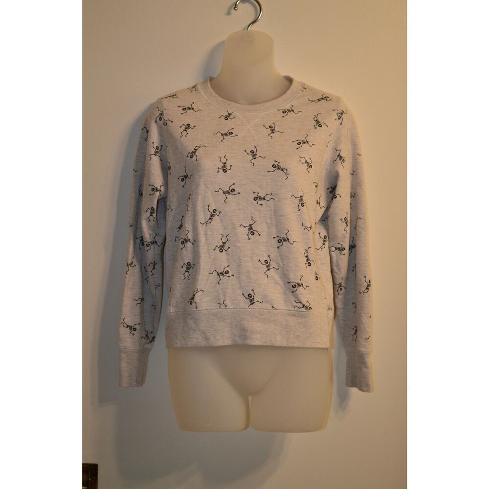 Factorie XS Sweater Pullover Halloween Dancing Skeletons Black Gray Cozy Cute